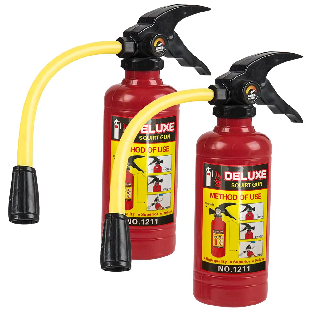 ArtCreativity Fire Extinguisher Squirt Toy for Kids (Set of 2) | 7” Water Gun with Realistic Design | Fun Outdoor Summer Toys for Boys and Girls | Great Fireman Toy for Children/Novelty Gag Gift Item