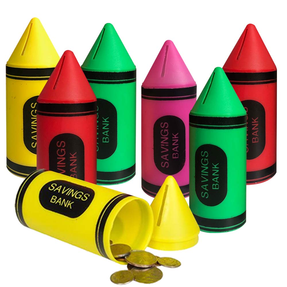 Crayon Coin Bank for Kids, Set of 12
