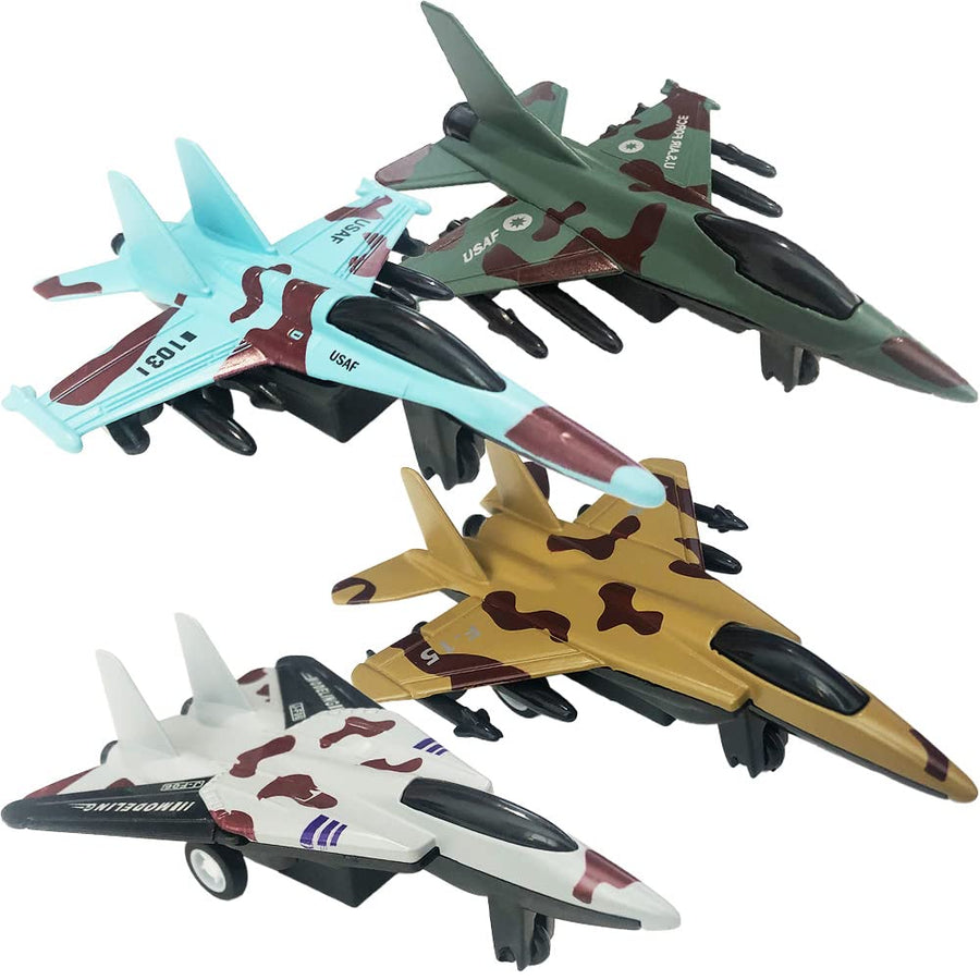 Diecast Fighter Jets, Pullback Mechanism, Set of 4