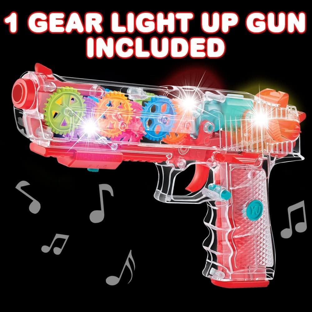 ArtCreativity Light Up Gear Toy Gun for Kids, Toy Guns For Boys With Moving Gears, LED Effects, and Music, Batteries Included, Interactive LED Toy Guns for Kids, Great Gift Idea Light Up Toys For Kids