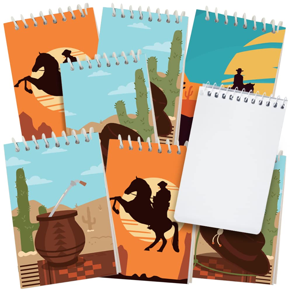 ArtCreativity Mini Western Notebooks, Pack of 12, Small Spiral Notepads with Cowboy-Themed Covers, Cute Stationery Supplies for School & Office, Fun Birthday Party Favors, Goodie Bag Fillers for Kids