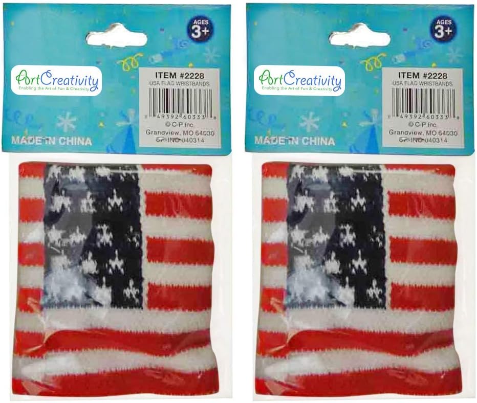 American Flag Wrist Sweatbands, Set of 2