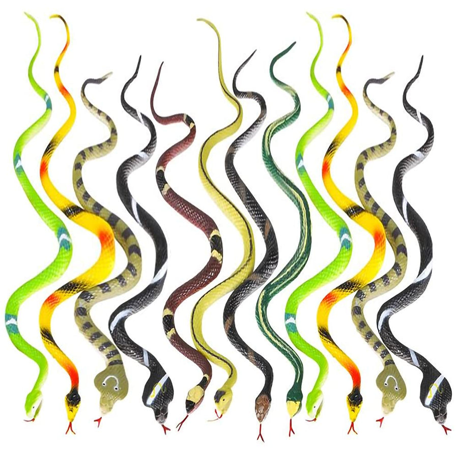 ArtCreativity Realistic Rainforest Rubber Snake Toys - Pack of 12-14 Inches Long - Real Look Scales - Reptile Birthday Party Favors, Fake Prank Halloween Prop, Gift Idea for Boys and Girls