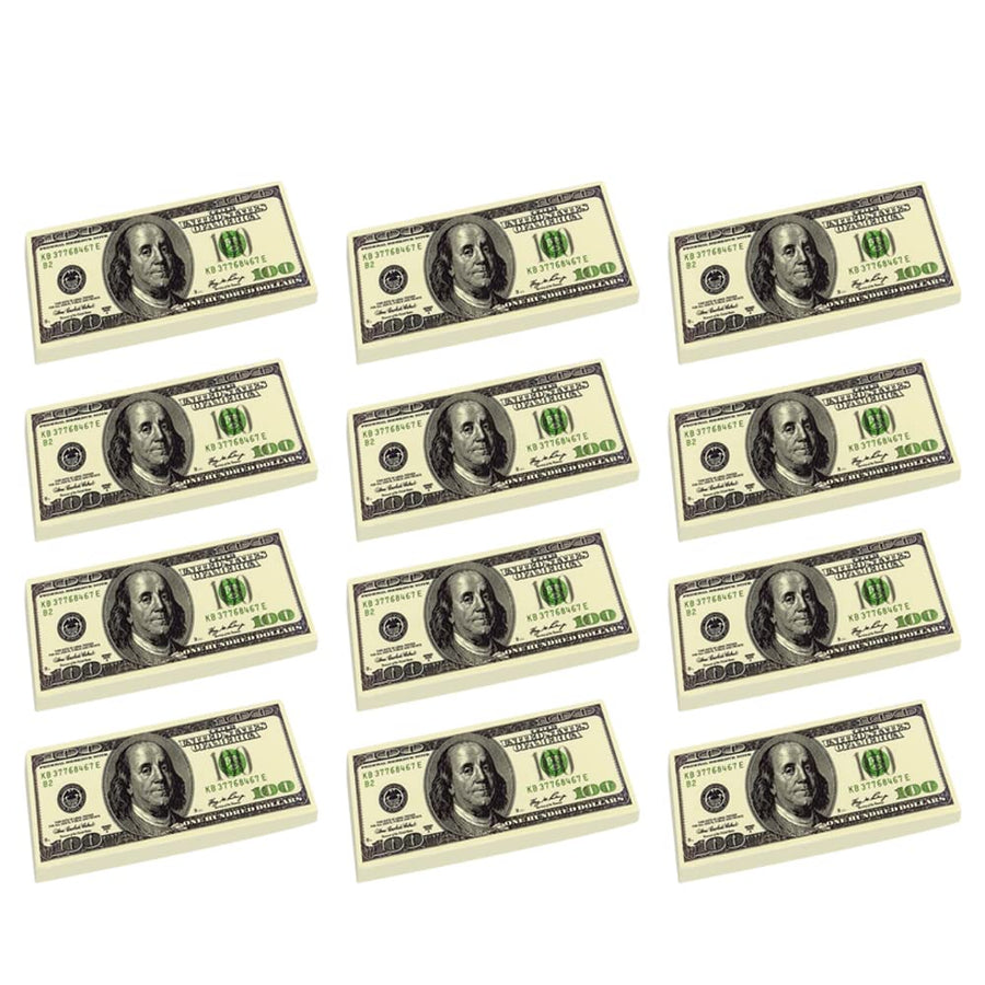 ArtCreativity 100 Dollar Bill Erasers - Set of 12-2.75 Inch Big Rubber Eraser with Money Replica Design - Fun Birthday Party Favors, Goodie Bag Fillers, Classroom, Student Gifts, School Supplies