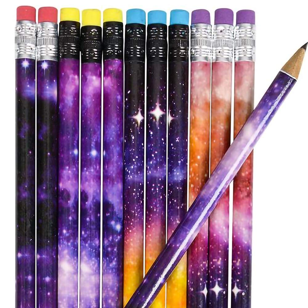 ArtCreativity Galaxy Pencils for Kids- Pack of 48- Assorted Outer Space Designs- Cute Writing Pencils with Durable Erasers, Teacher Supplies for Classrooms, Student Reward, Astronomy Party Favors