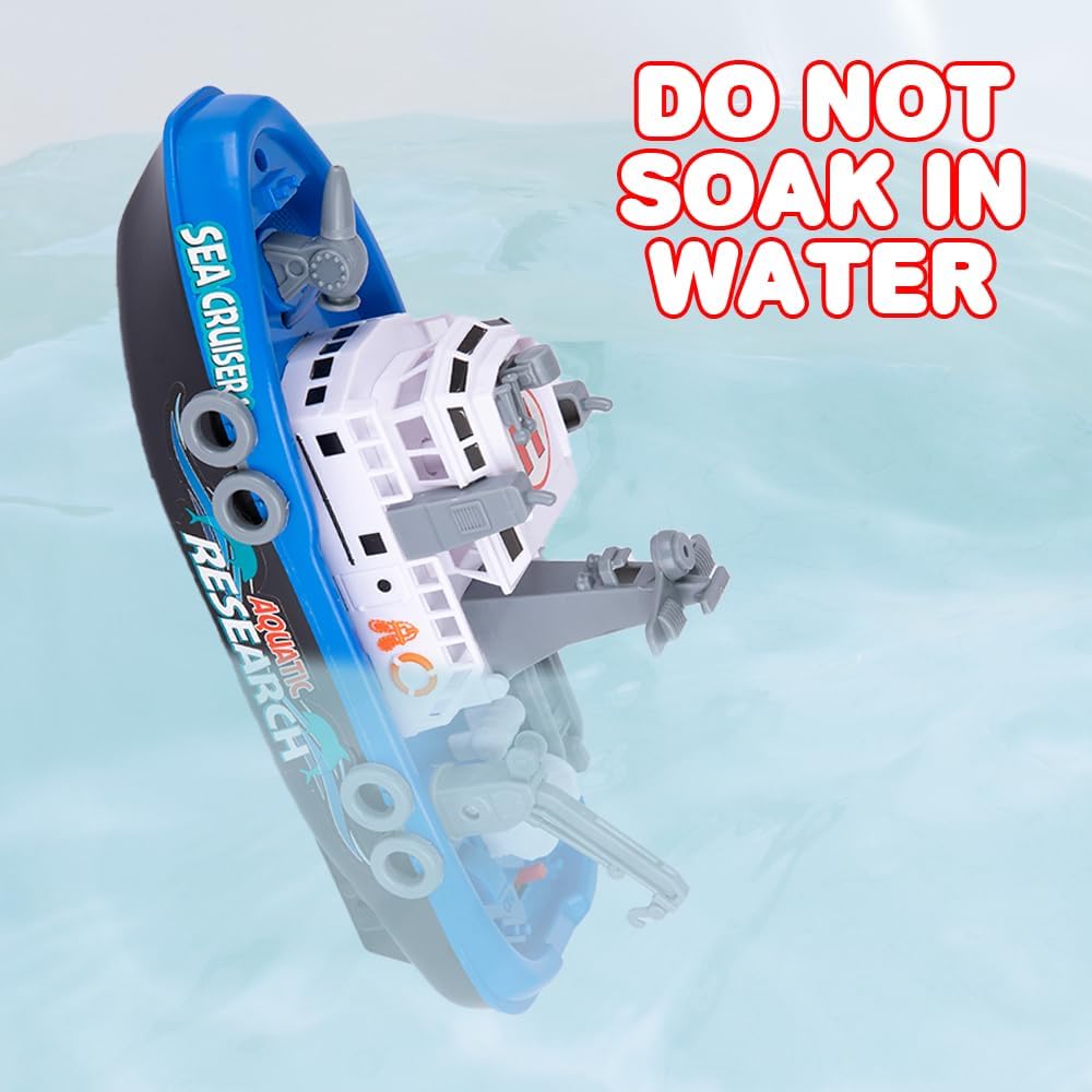 Aquatic Rescue Vessel, Battery-Operated Toy Ship for Kids, Floats in Water, Floating Bathtub and Pool Toy for Boys and Girls, Great Birthday Gift for Children