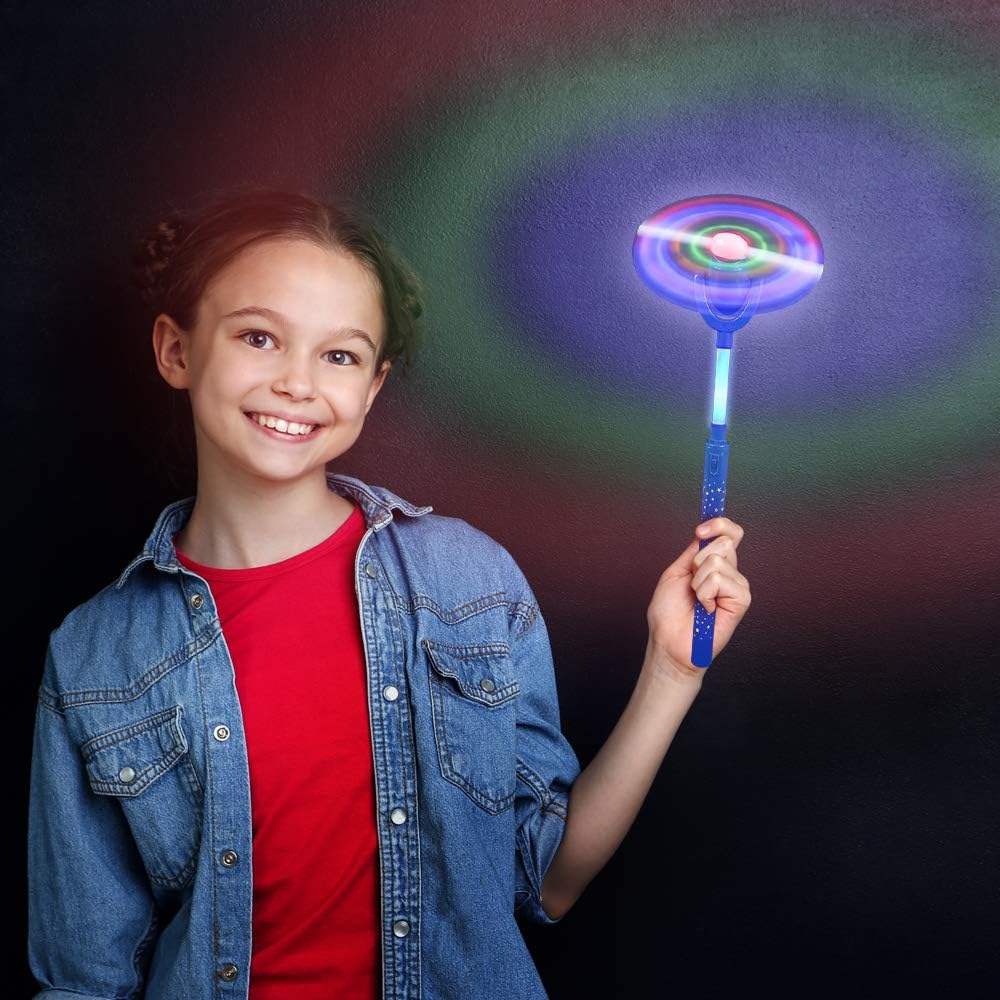 ArtCreativity Light Up Swivel Spinner Wand, 15 Inch LED Spin Toy for Kids with Batteries Included, Great Gift Idea for Boys and Girls, Fun Birthday Party Favor, Carnival Prize - Colors May Vary