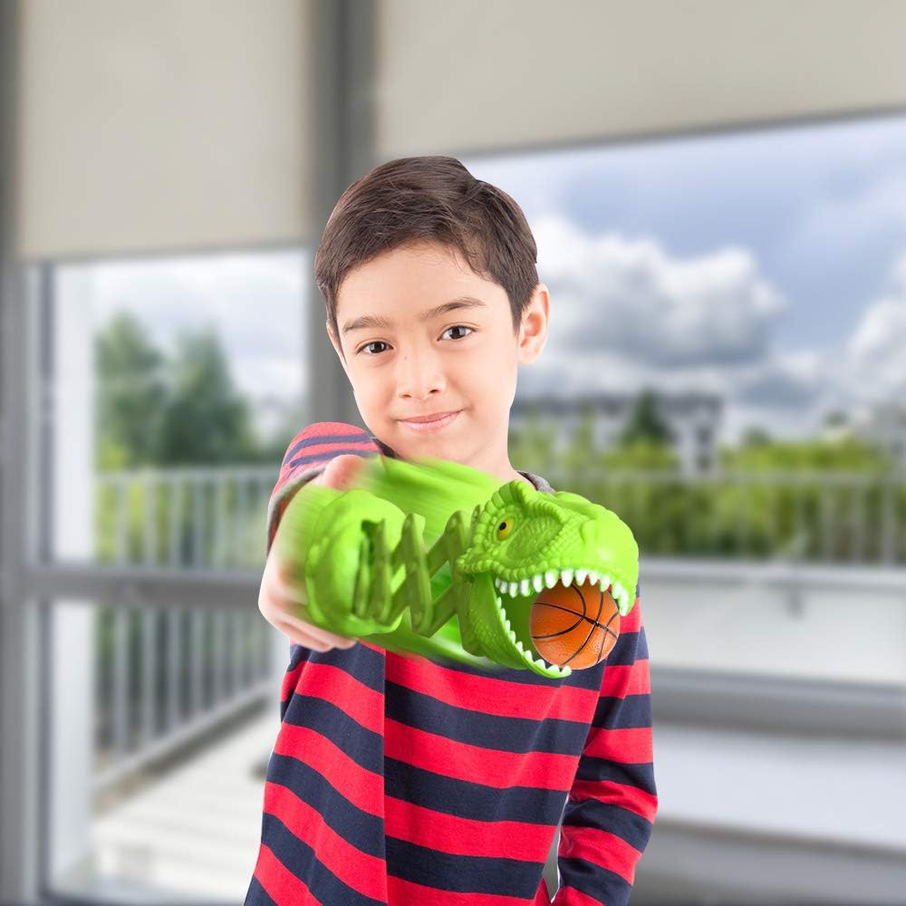 Dinosaur Creature Reacher, Set of 4, Dino Grabber Toy for Kids, Durable Plastic Animal Grabbers, Dinosaur Birthday Party Favors, Treasure Box Prizes, Novelty Gag Gift, Red & Green