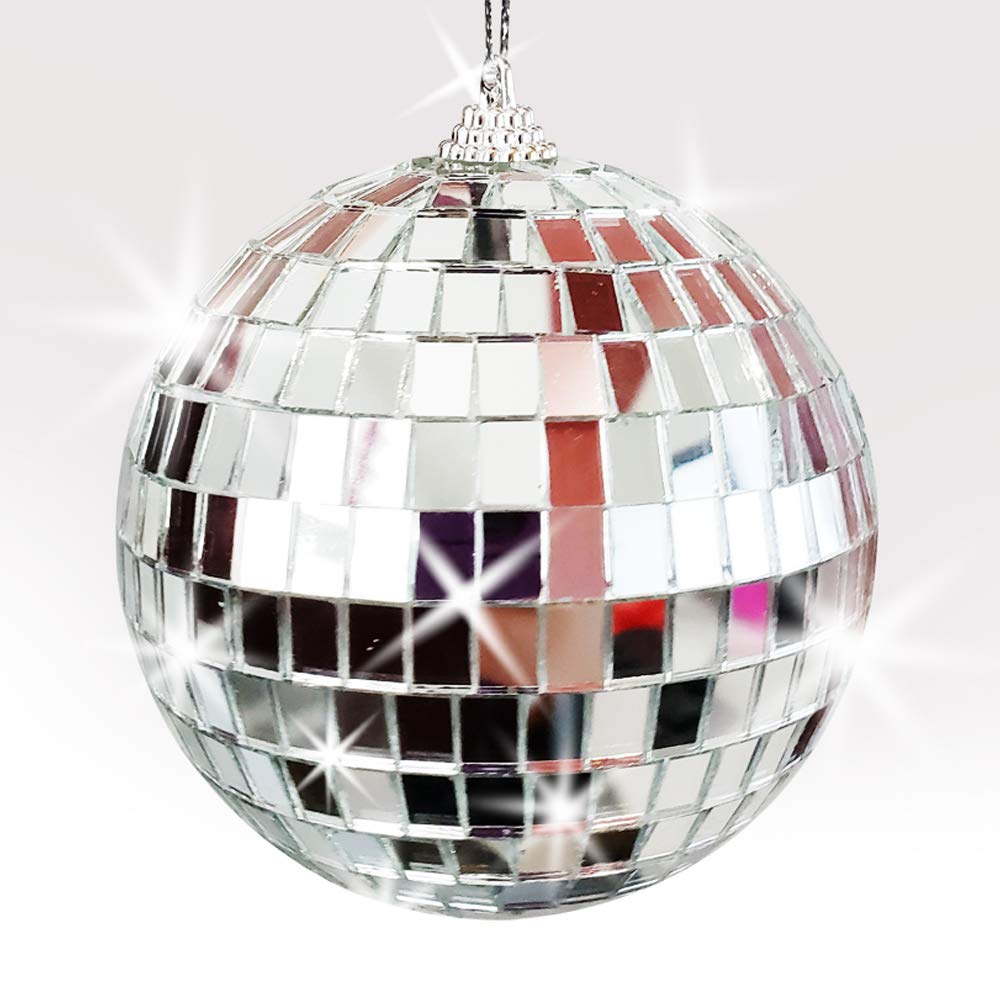 4 Inch Mirror Disco Ball  - Silver with Hanging String
