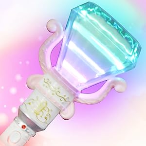 ArtCreativity Multi-Color Spinning Diamond Wand with LED Handle, 13.5 Inch Light Up Princess Wand for Kids, Fun Pretend Play Prop, Kid Party Favor, Birthday Gift Toys for Boys & Girls - Color May Vary