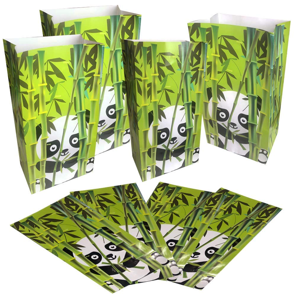 ArtCreativity Panda Paper Party Favor Bags, Pack of 12, Fun Theme Goodie Gift Bags, Durable Treat Bags, Zoo-Themed Party Supplies and Favors for Birthday, Baby Shower, Holiday Goodies