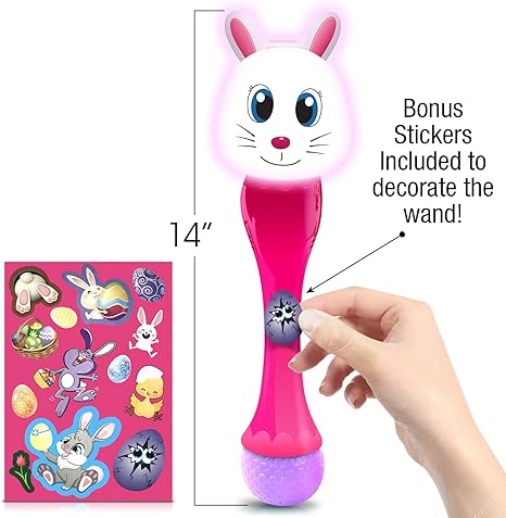 Light Up Bunny Easter Bubble Wand, 14 Inch Illuminating Blower with Thrilling LED & Sound Effect, Bubbles for Kids Ages 3 4 5 6 Bubble Toys, Easter Basket Stuffers for Toddler