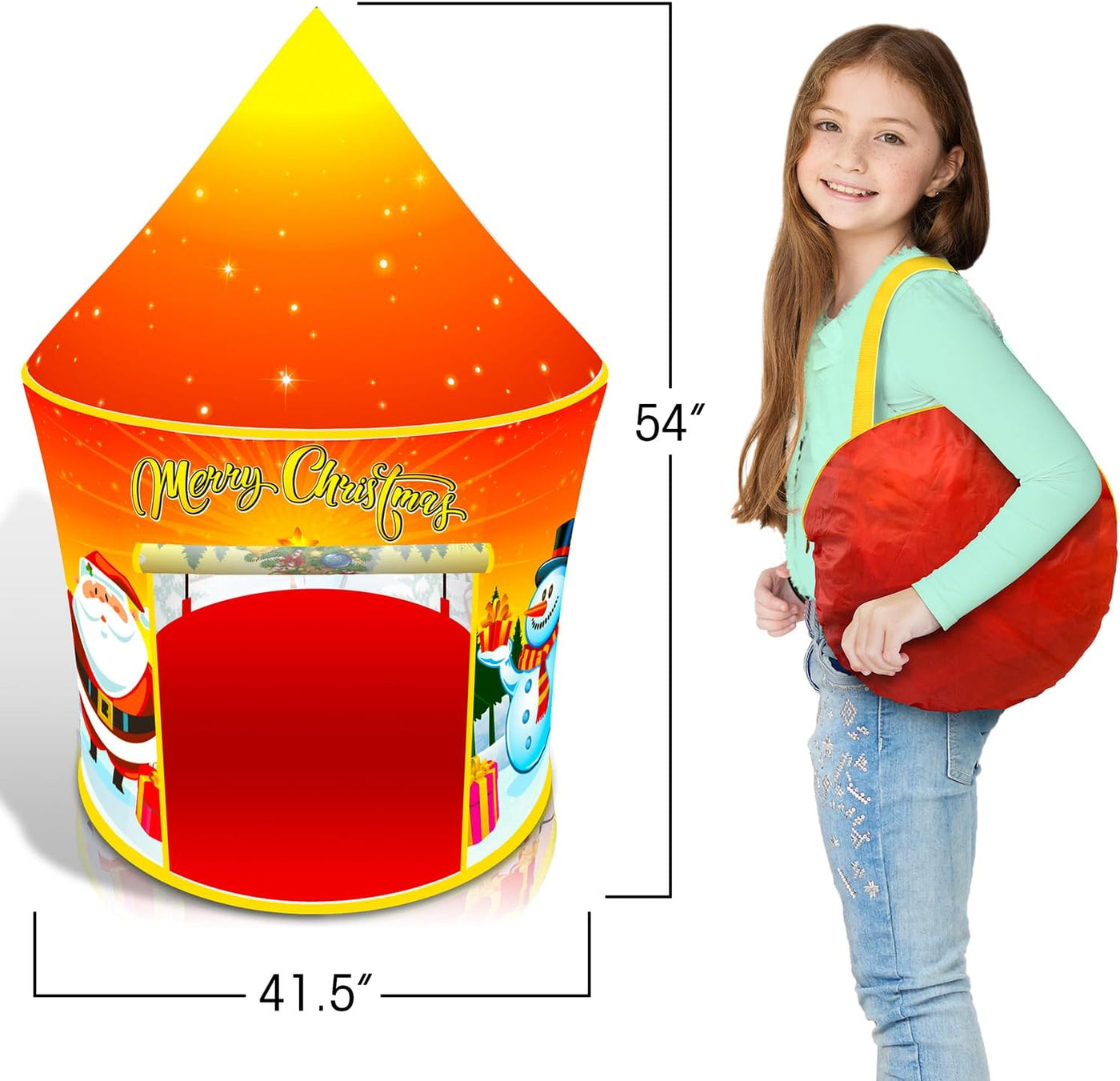 ArtCreativity Christmas Tent for Kids, Small Pop Up Tent for Indoor Play, Includes Stabilizing Rods and Carry Bag, Easy-Install Toddler Play Tent, Indoor Christmas Decorations and Hours of Fun