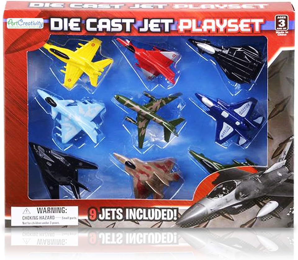 Diecast Jet Toy Playset, Set of 9