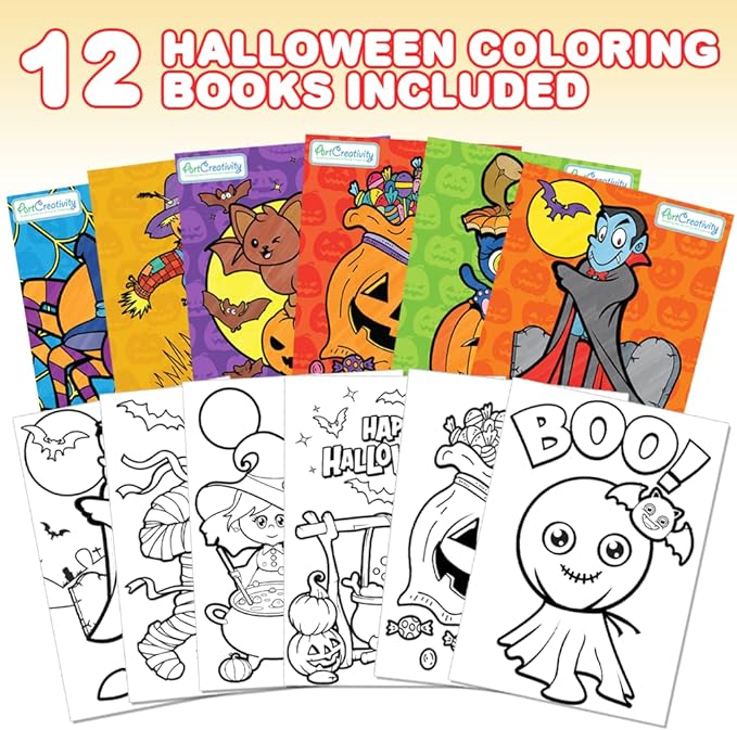ArtCreativity Halloween Coloring Books for Kids - 12 Pack 5 x 7 Inches Mini Coloring Book - Fun Halloween Treats Prizes - Favor Bag Filler - Halloween Party Favors - Halloween Gifts For Kids