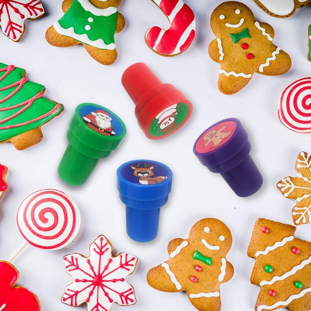Christmas Stampers for Kids, Pack of 24 Assorted Pre-Inked Holiday Stampers, Best for Christmas Party Favor Supplies, Goodie Bag Fillers, Stocking Stuffers, for Boys and Girls