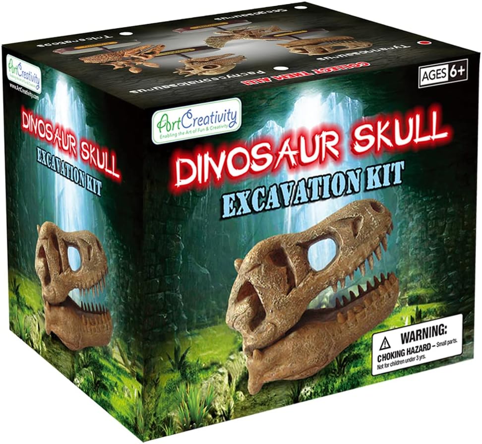 5.5” T-Rex Dino Skull Excavating Set with Fossil Digging Tools and Stand