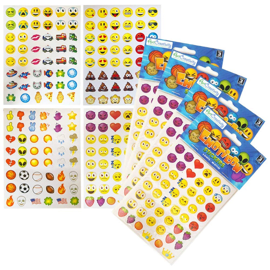 ArtCreativity Assorted Emoticon Stickers for Kids, 12 Pack with 72 Sheets and Over 3,000 Stickers, Emoticon Sticker Set for Teacher Classroom Rewards, Art Supplies, Party Favors, Goodie Bag Fillers