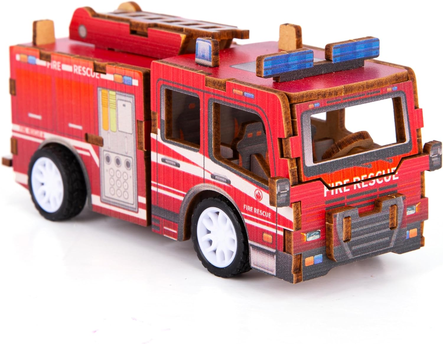 Wood 3D Puzzle Pull-Back Fire truck