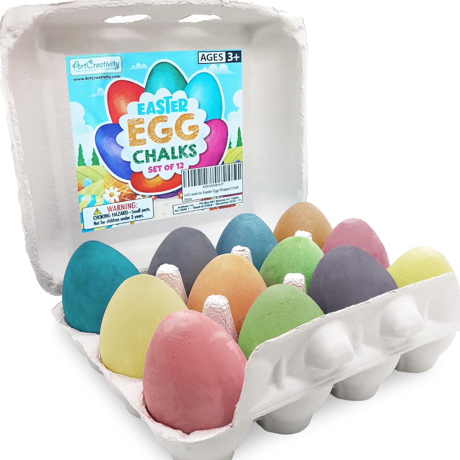 12 Pack Colorful Easter Sidewalk Chalk Egg for Kids Boys Girls, Chalk for Toddlers, Easter Basket Stuffers Gifts Fillers & Party Favors, Easter Party Supplies & Goodie Bag Fillers, Easter Activities