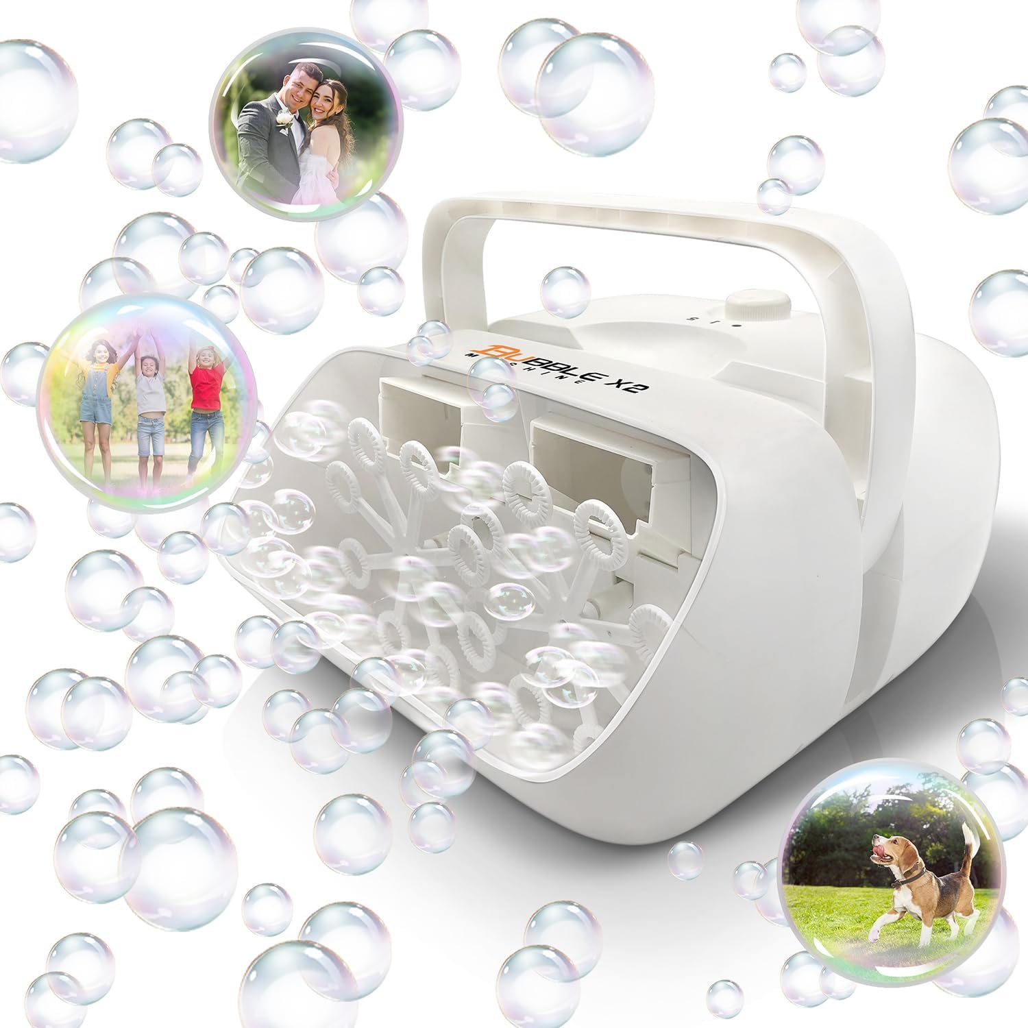 ArtCreativity Electric Bubble Machine for Kids with Concentrated Bubble Solution, Plug-in Automatic Bubble Machine, Blows Up to 8000 Bubbles Per Minute, Dual Fan Bubble Blower for Kids Party