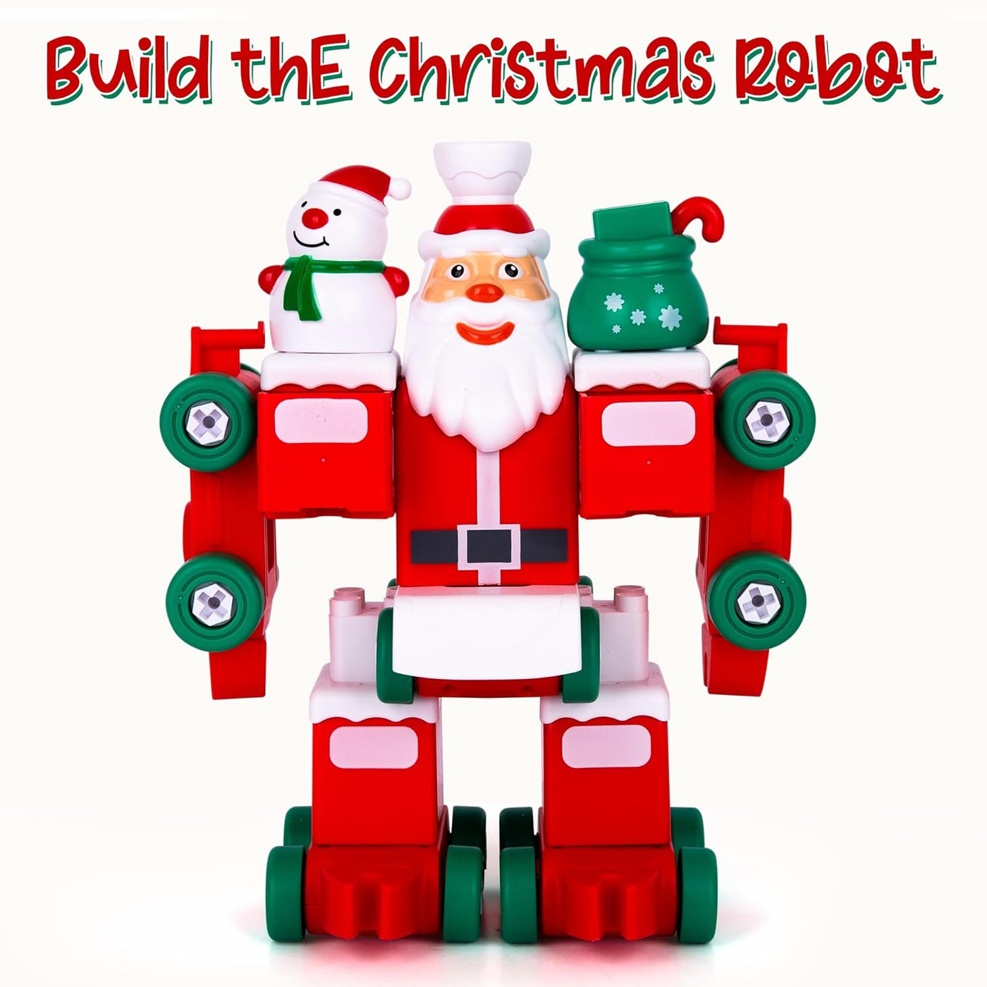 ArtCreativity 2 in 1 Christmas Transforming Train Set - 73-Piece Kit with Train and Robot Building Challenges - Entertaining Transforming Toys for Kids with Instructions for Ages 3 and Up