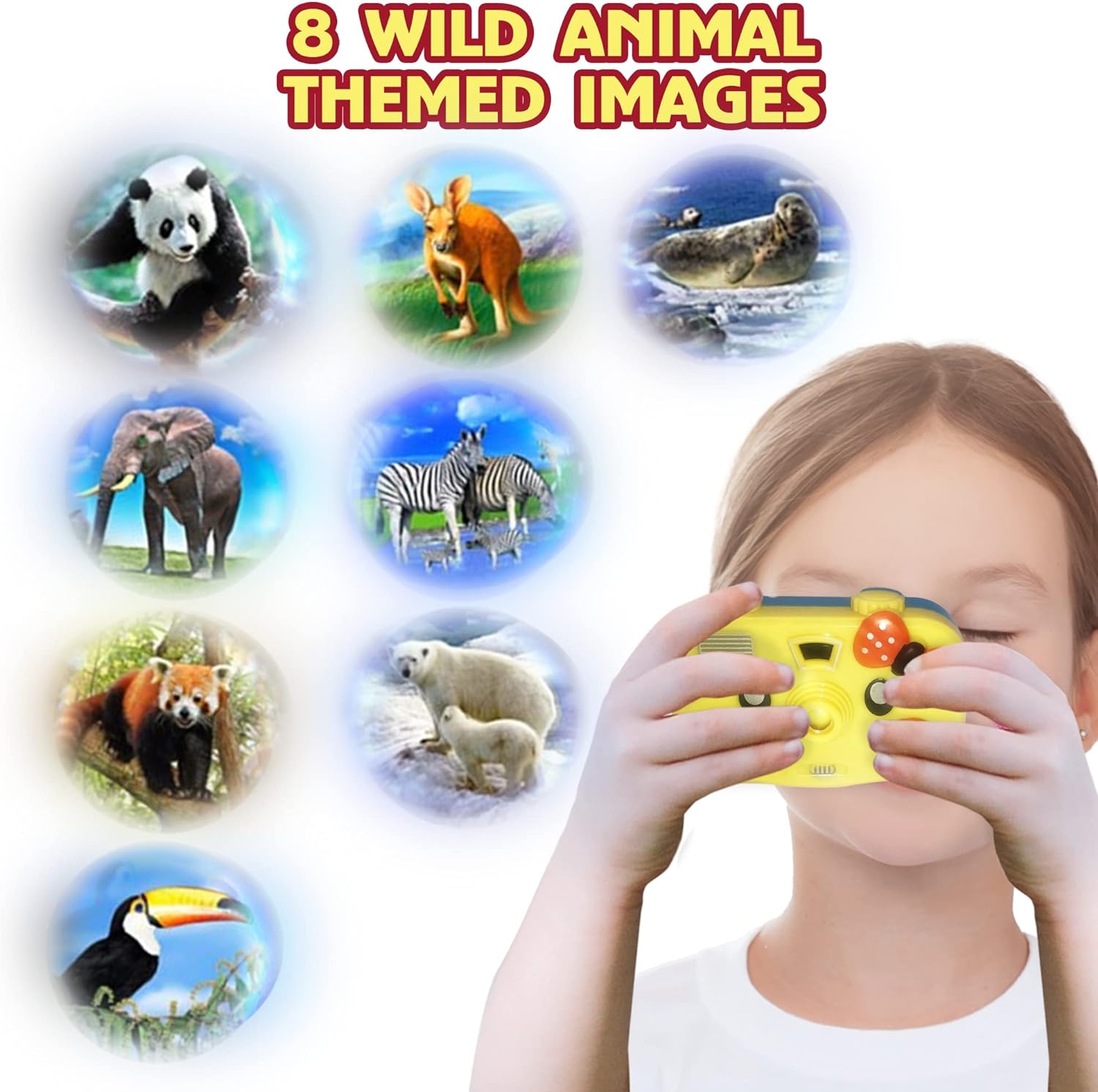 2 in 1 Viewfinder Camera with Projector, Set of 12, Battery Operated Projectors with Wild Animal Slides, Great Safari Party Favors, Zoo Party Supplies, & Wild One Party Favors for Kids