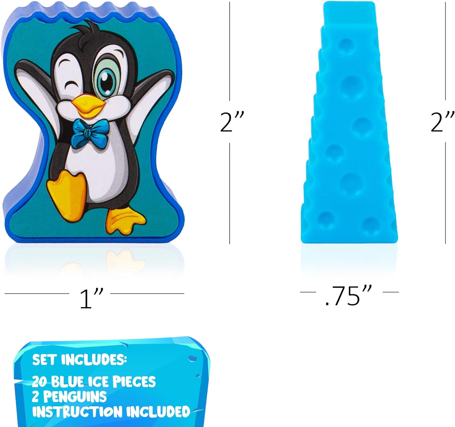 Gamie Stacking Penguin Ice Game for Kids - 20 Ice Stacking Toy Pieces, 2 Penguins, and Sticker Sheet - 3 Unique Challenges - Balancing Games for Family Night - Penguin Games for Toddlers