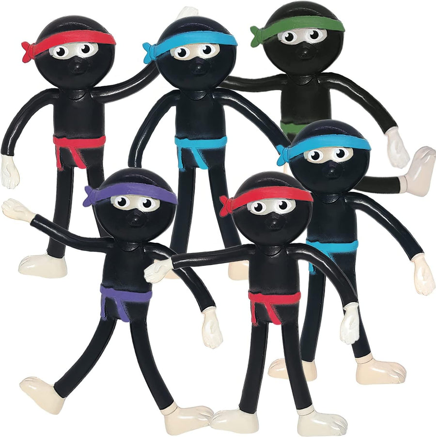 Bendable Ninja Figures, Set of 12, Bendable Ninja Toys for Kids, Ninja Party Favors for Boys and Girls, Stress Relief Fidget Toys for Kids, Goodie Bag Stuffers, and Pinata Fillers