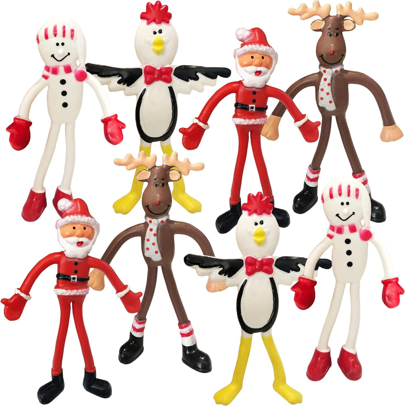 ArtCreativity Christmas Bendable Figurines, Set of 12, Fidget Christmas Toys with Reindeer, Santa, Snowman, & Penguin Characters, Great as Christmas Party Favors and Holiday Stocking Stuffers for Kids