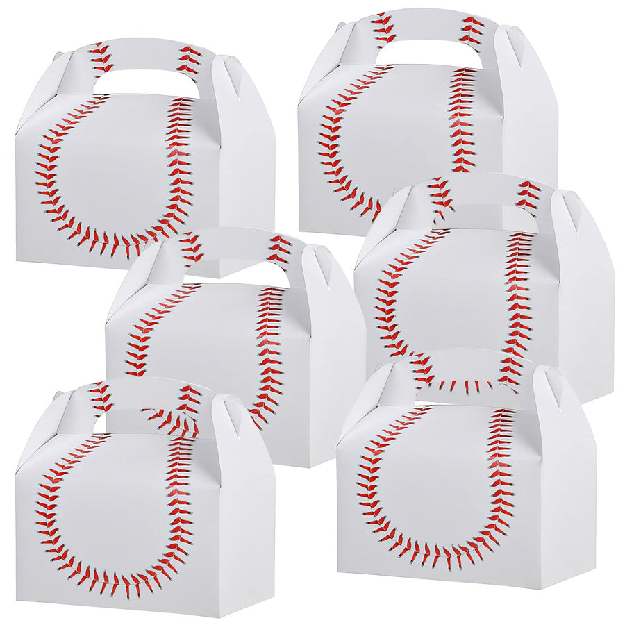 ArtCreativity Baseball Treat Boxes for Candy, Cookies and Sports Themed Party Favors - Pack of 12 Cute Team Favor Cardboard Boxes with Handles for Birthday, Holiday Goodies
