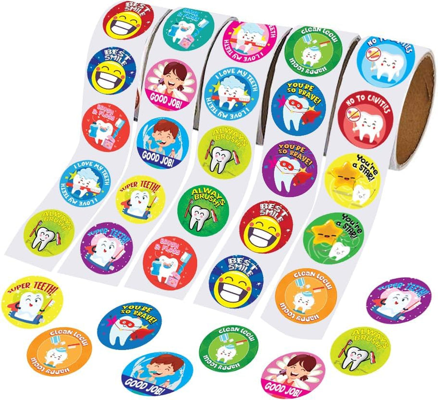 ArtCreativity Dental Sticker Rolls Assortment - Set Includes 500 Dental Themed Stickers - Dental Reward, Goodie Bag Fillers, Party Favors - Fun Craft Tool for Children Ages 3+