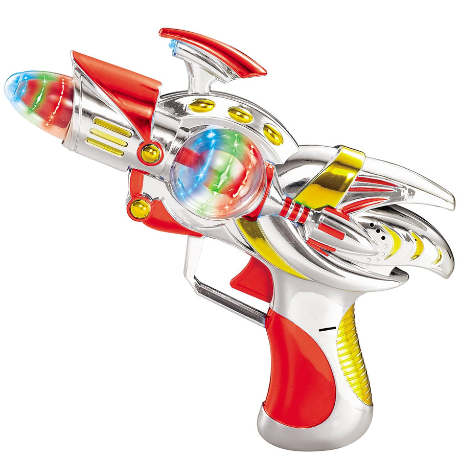 ArtCreativity Red Super Spinning Space Blaster Gun with Flashing LEDs and Sound Effects, Cool Futuristic Toy Gun with Batteries Included, Great Gift Idea for Kids