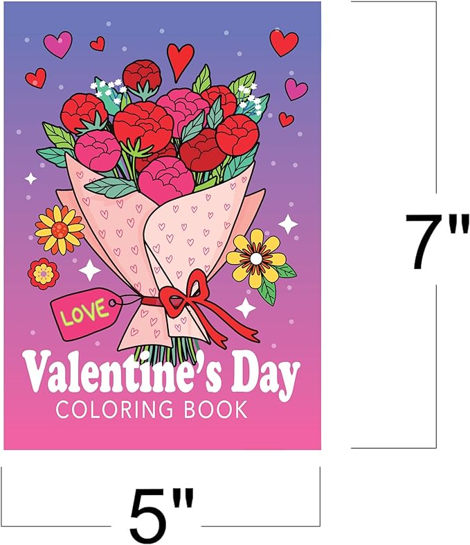 Valentines Day Coloring Books for Kids Bulk, Pack of 20, Small Color Booklets in 5 Designs, Valentine Party Favors For Kids, Educational Valentine Gifts For Kids Classroom, Valentine Treats For Kids