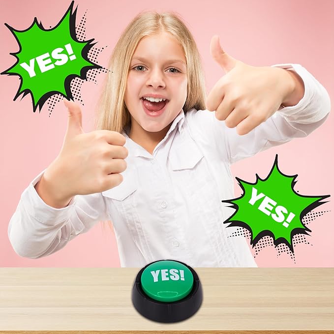 ArtCreativity Yes Button - 1 Piece - Toy Noise Button for Desk with 10 Sound Variations - Funny Buttons with Sound - Novelty Toys for Adults and Kids - Birthday Party Favor and Goodie Bag Filler