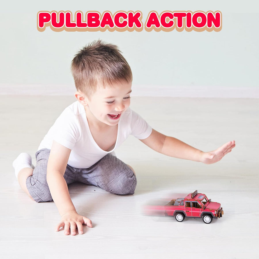 Wood 3D Puzzle Pull-Back Pick Up Truck