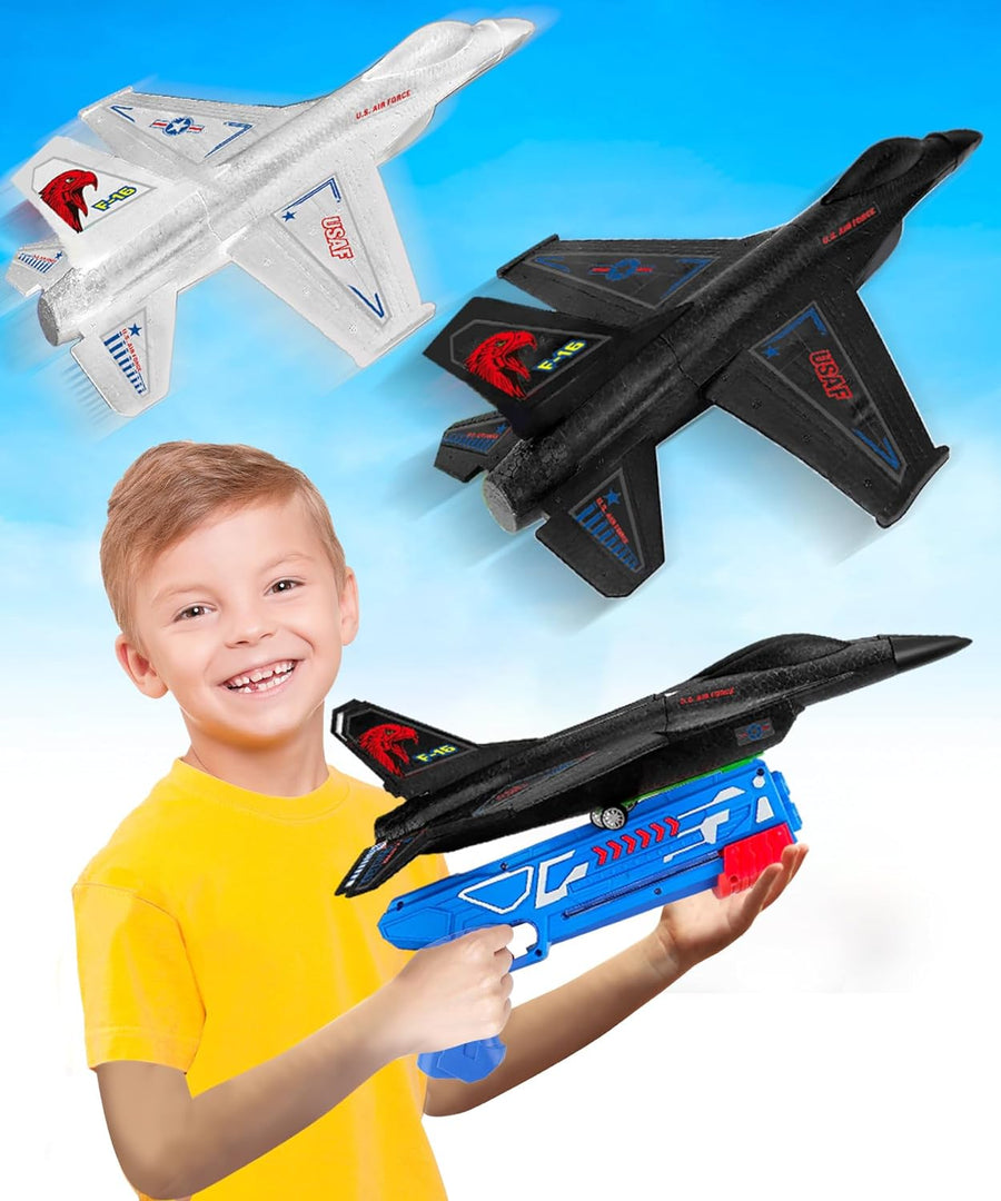 Airplane Launcher Toy Set – 2 F-16 Fighting Jets and 1 Airplane Gun