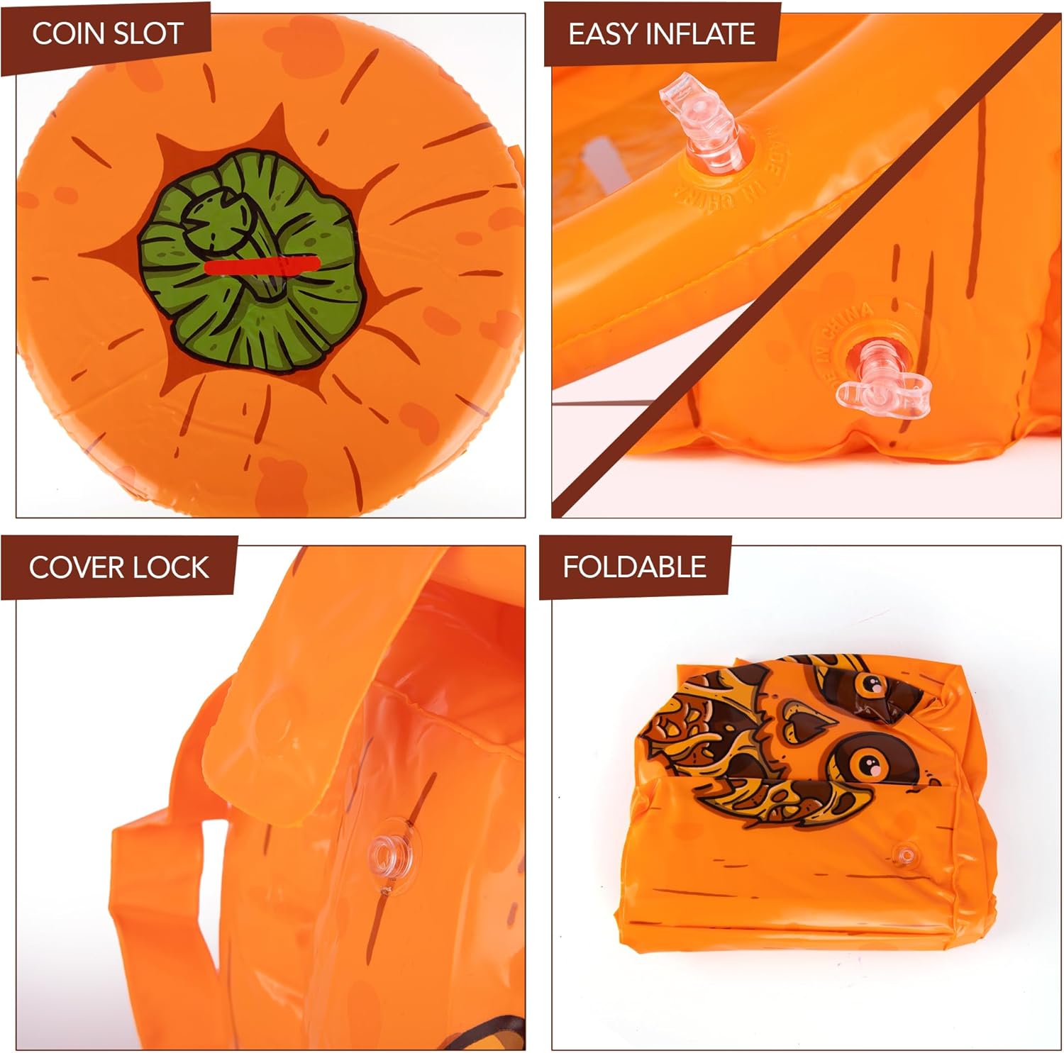 Inflatable Halloween Trick or Treat Bag - Kids Blow Up Halloween Candy Bag with Lid & Carry Straps - Doubles as Inflatable Halloween Candy Holder - Trick or Treat Bag for Boys & Girls