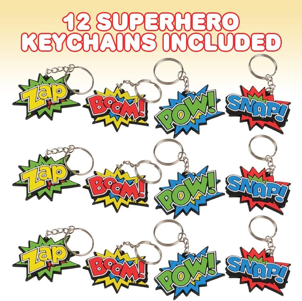 Superhero Keychains, Pack of 12