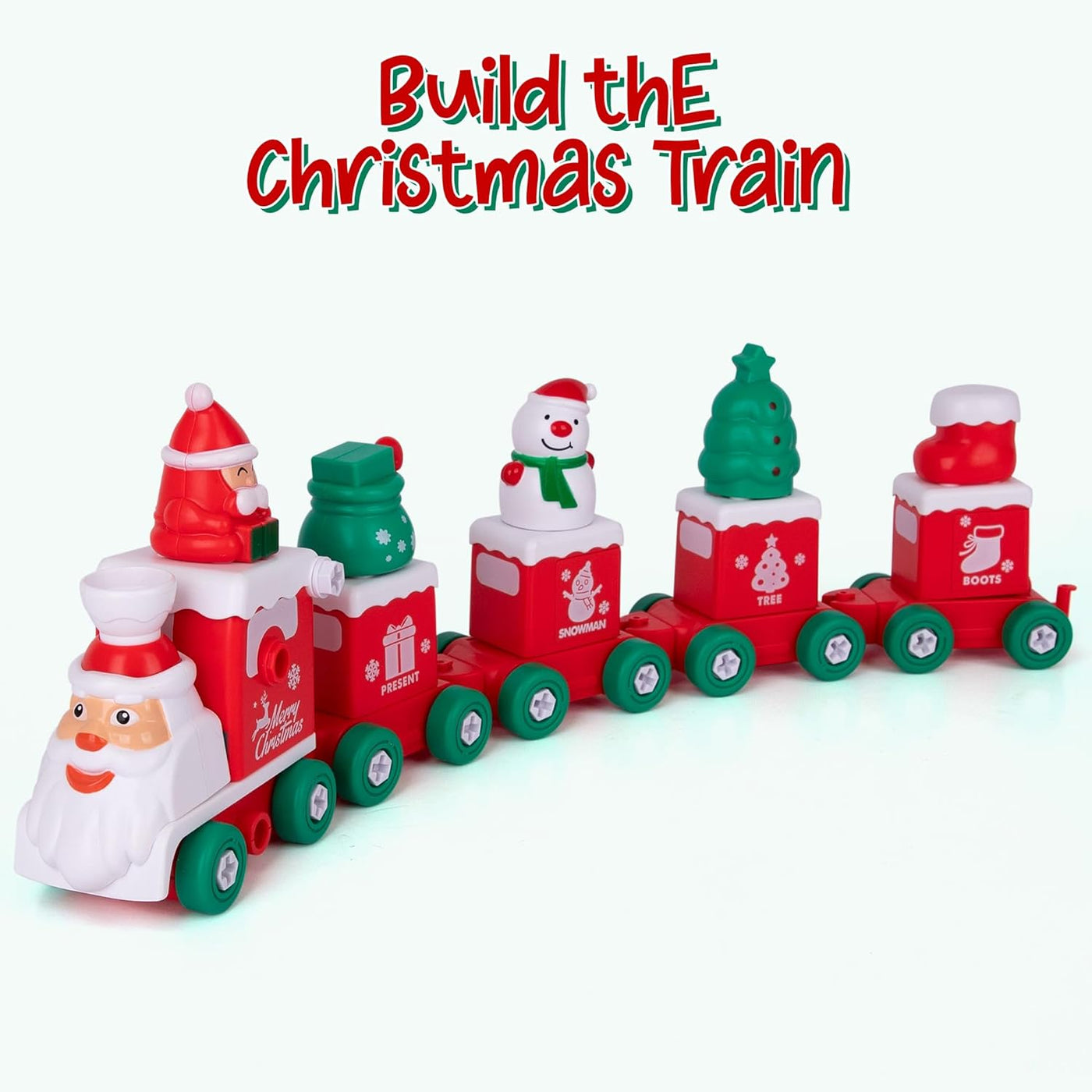 ArtCreativity 2 in 1 Christmas Transforming Train Set - 73-Piece Kit with Train and Robot Building Challenges - Entertaining Transforming Toys for Kids with Instructions for Ages 3 and Up