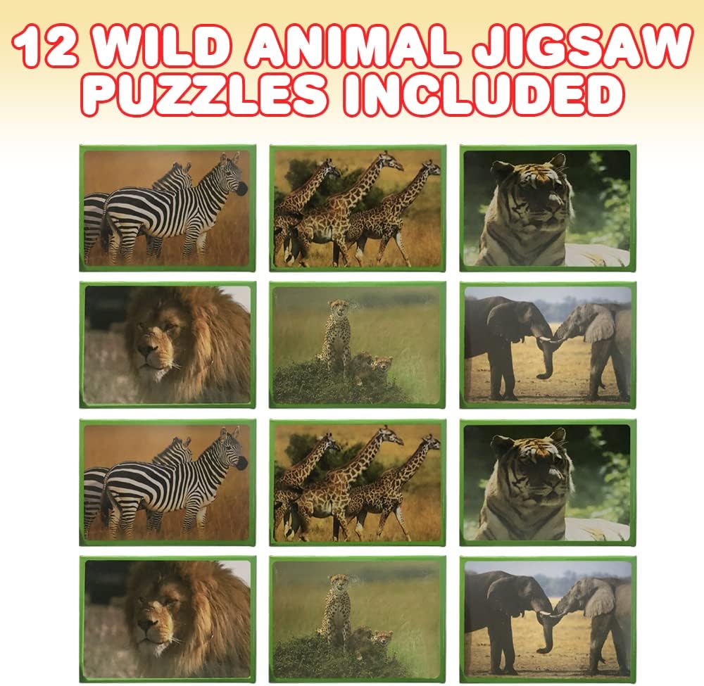 Wild Animal Jigsaw Puzzles, Set of 12