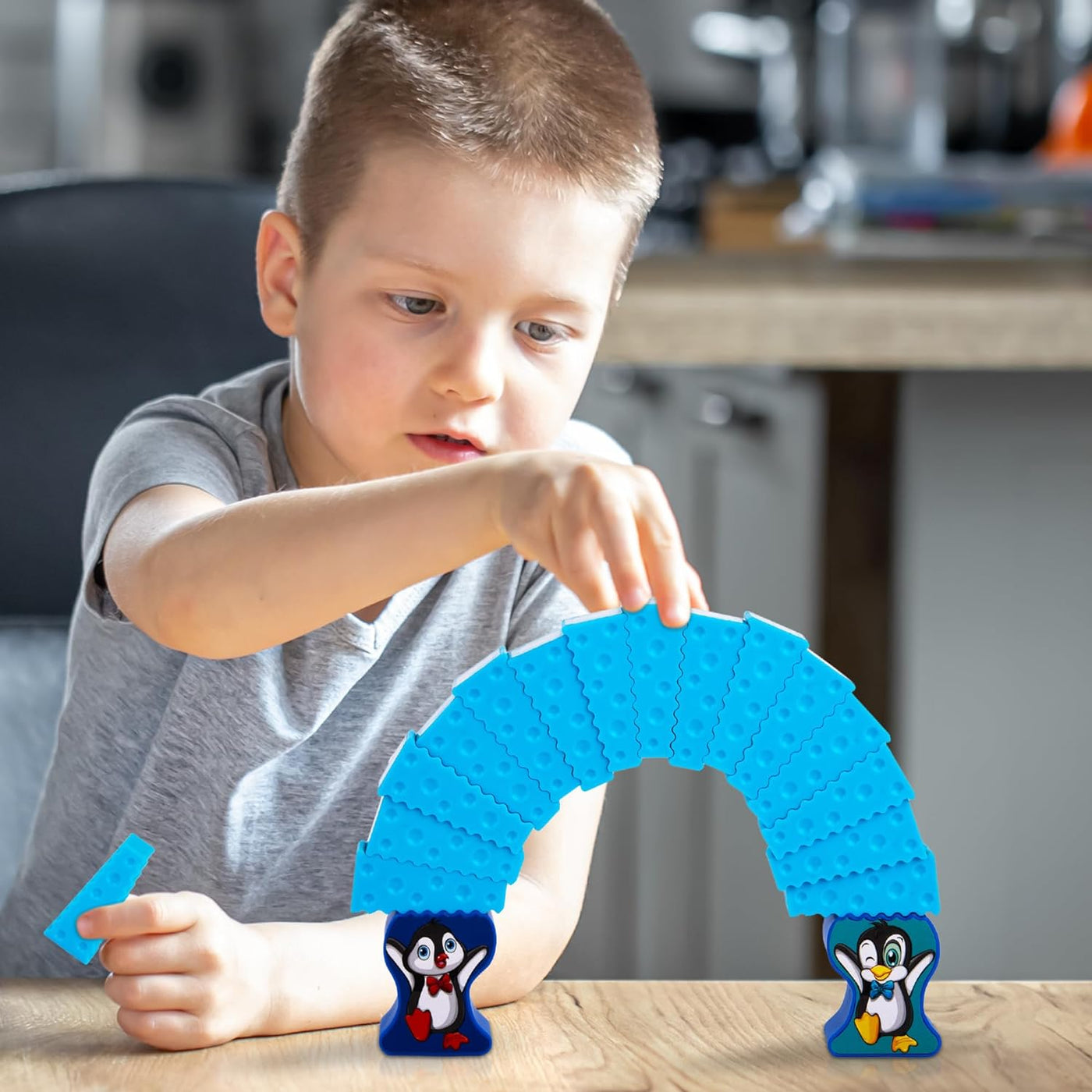 Gamie Stacking Penguin Ice Game for Kids - 20 Ice Stacking Toy Pieces, 2 Penguins, and Sticker Sheet - 3 Unique Challenges - Balancing Games for Family Night - Penguin Games for Toddlers