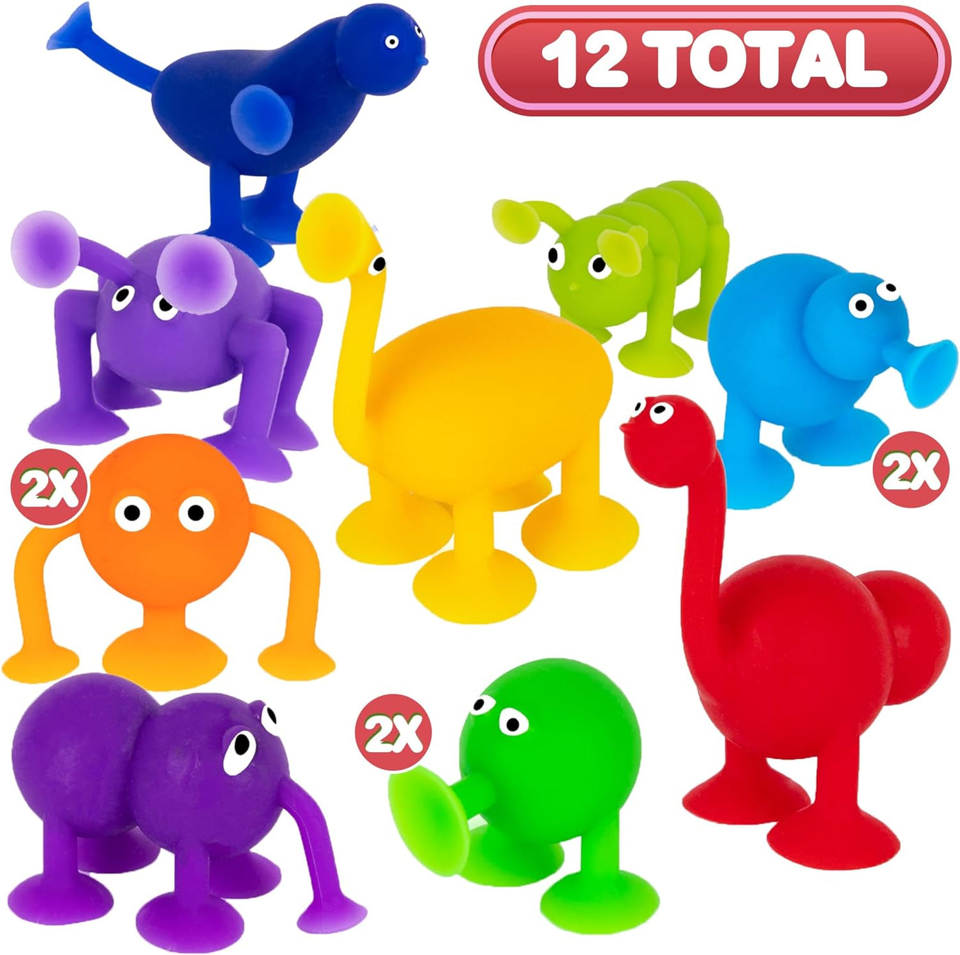 ArtCreativity Suction Creature Bath Toys for Kids - Set of 12 Suction Cup Toys - Mold Free Bath Toys in Assorted Colors and Shapes - Suction Bath Toys for Babies - Cool Creatures for Baththub Play