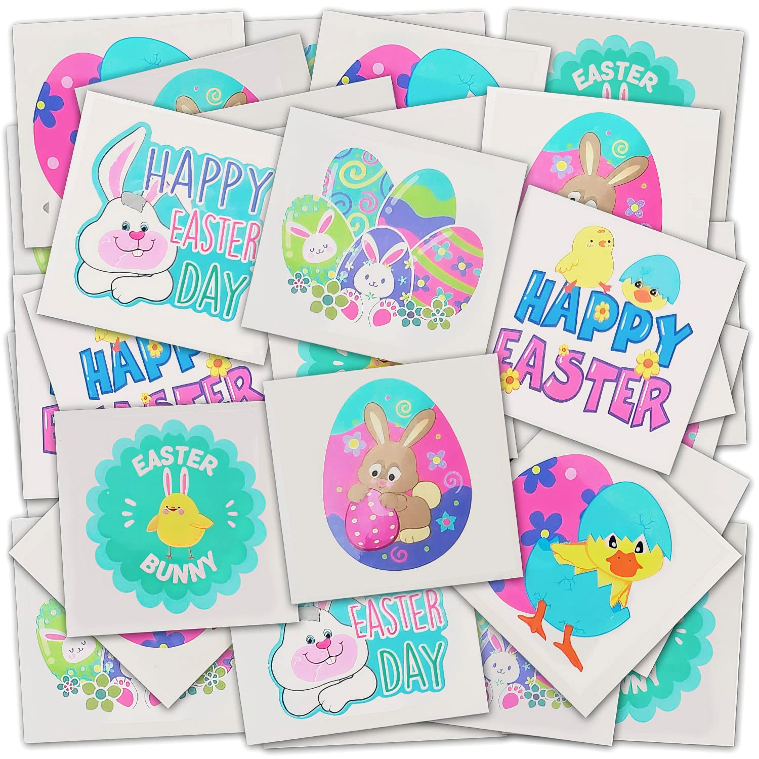ArtCreativity Temporary Easter Tattoos for Kids, Bulk Pack of 144, 2 Inch Non-Toxic Tats Stickers for Boys and Girls, Fun Easter Basket Stuffers, Cute Surprise Egg Toys, Treats, Goodie Bag Fillers