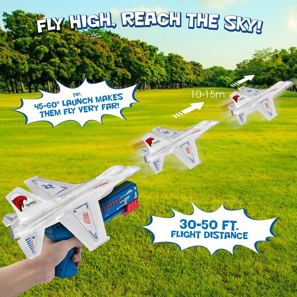 Airplane Launcher Toy Set – 2 F-16 Fighting Jets and 1 Airplane Gun