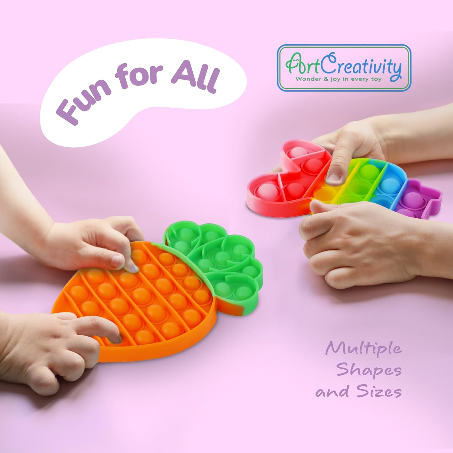 Easter Pop Its - 4 Pack of Easter Popper Toys - Easter Fidget Sensory Toys for Toddlers - Kids Basket Stuffers with Colorful Egg, Carrot, and 2 Bunny Rabbits - Cute Easter Gifts