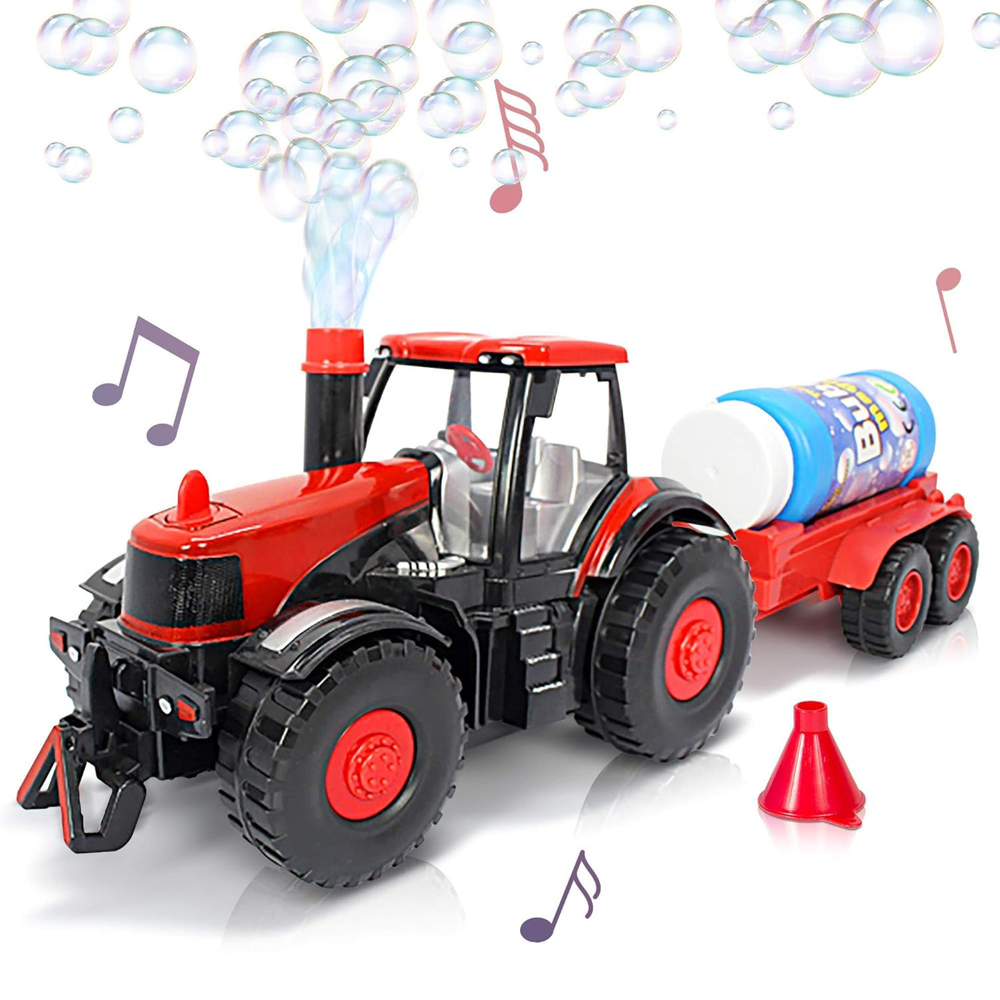 ArtCreativity Bump & Go Bubble Blowing Farm Tractor Toy Truck with Lights & Sounds, and Action for Toddlers Boys Girls Ages 1, 2, 3, 4, 5 - Funnel & Bubble Solution Included