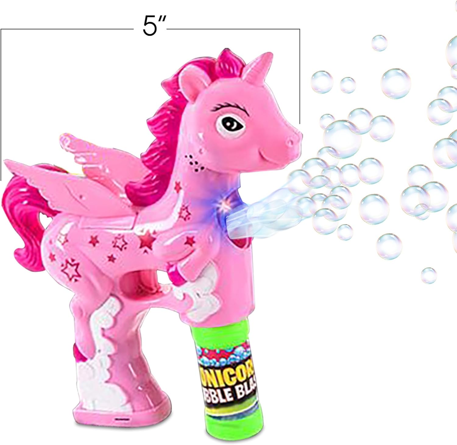 ArtCreativity Pink Unicorn Bubble Blaster with Light and Sound, Includes 1 Bubble Gun & 2 Bottles of Bubble Solution, Fun Summer Toy for Girls and Boys