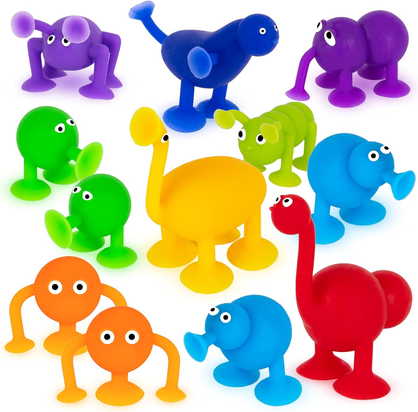 ArtCreativity Suction Creature Bath Toys for Kids - Set of 12 Suction Cup Toys - Mold Free Bath Toys in Assorted Colors and Shapes - Suction Bath Toys for Babies - Cool Creatures for Baththub Play