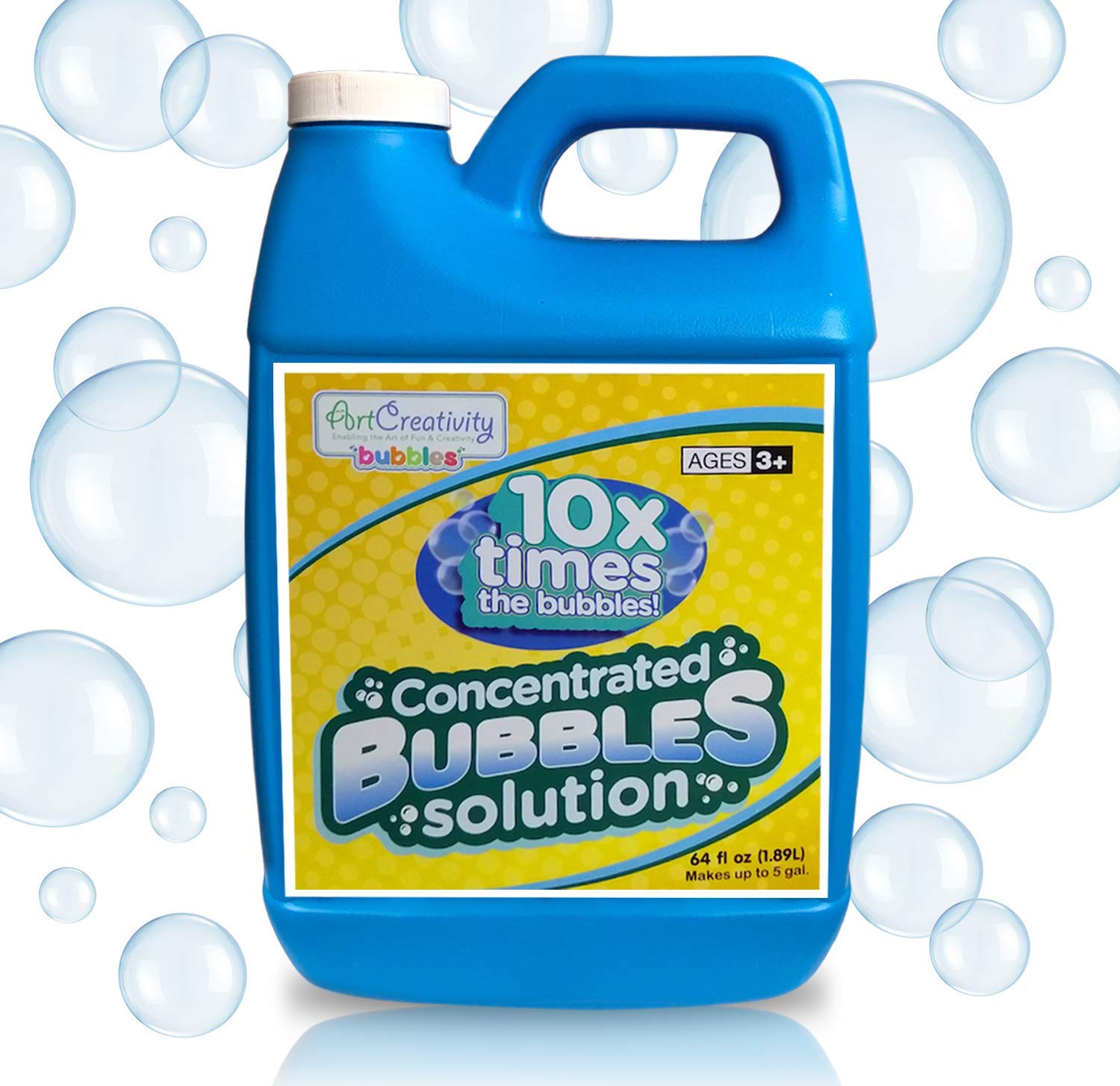 ArtCreativity Concentrated Bubble Solution Refill for Bubble Toys, Huge 64oz Concentrated Liquid, Makes Up to 5 Gallon, Non-Toxic Liquid for Bubble Machine, Toy Guns, Wands, Bubble Lawn Mower and More